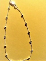 Cable &amp; Bead Chain - Anklet (Adjustable) - Sterling Silver - Made In Italy  [TC] - £14.49 GBP+
