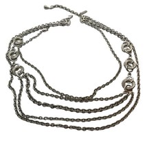 Vintage Monet Necklace Mod Metal Multi Strand Chain Link Bib circle wreath links - £13.44 GBP