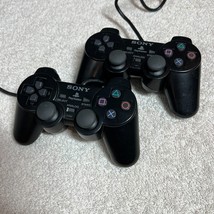 2 Sony PlayStation 2 Dual Shock Analog PS2 Controller Black SCPH-10010 Tested - £10.59 GBP
