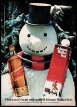 1974 Johnnie Walker Red Label Scotch Vintage Print Ad Snowman Winter Snow Decor - £8.97 GBP