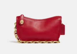 Coach Swinger Leather Crossbody Clutch w/ Chain ~NWT~ Red Apple C5812 - £216.98 GBP