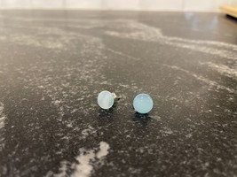 Aqua Blue Glass Bead Earrings - £6.28 GBP