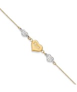 14K Two Tone Gold Puffed Mom Heart Bracelet - €201,63 EUR