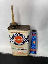 Vintage Permatex Penetrating Oil Can + Prussian Blue Grease Tube Automobile - £12.49 GBP
