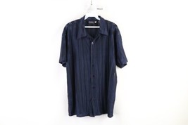 Vtg 90s Streetwear Mens Large Striped Sheer Disco Dance Rave Button Shirt USA - £39.07 GBP