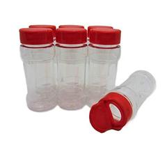 Small 2 OZ Clear Plastic Spice Container Bottle Jar With Red Cap- Set of... - £13.16 GBP