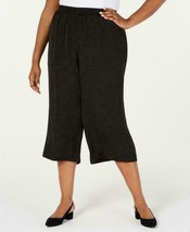 Alfani Women&#39;s Plus Size 1X Deep Black Washed Satin Culotte Pants New With Tags - £15.17 GBP