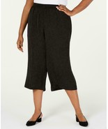 Alfani Women&#39;s Plus Size 1X Deep Black Washed Satin Culotte Pants New Wi... - £15.32 GBP