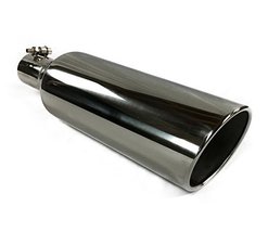 Exhaust Tip 5.00&quot; Dia X 18.00&quot; Long 2.50&quot; Inlet Bolt On Rolled Slant Polished St - £47.89 GBP