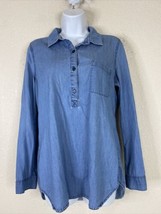 Old Navy Womens Size M Blue Chambray Pocket Tunic Shirt Long Sleeve - £5.38 GBP