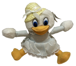 Easter Duck Plush White Yellow Hat Polka Dot Dress Kellytoy Play Pets 9 inch Vtg - £9.15 GBP