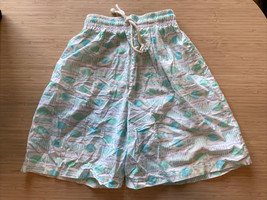 Vintage Jantzen Shorts 12 High Waist Bermuda Fish Green Cotton Pockets 80s - £9.54 GBP