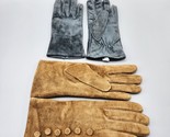 Fownes Suede Gloves Black &amp; Light Brown Size M Lined Lot of 2 Wrist Length - $38.69