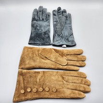 Fownes Suede Gloves Black &amp; Light Brown Size M Lined Lot of 2 Wrist Length - £30.66 GBP