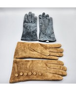 Fownes Suede Gloves Black &amp; Light Brown Size M Lined Lot of 2 Wrist Length - £29.07 GBP