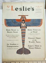 1919 Magazine Cover Art AIRPLANE IN TRANSPORTATION Leslie&#39;s Weekly SARKA B5 - $6.75