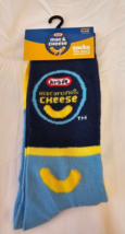 Kraft Mac &amp; Cheese Men&#39;s Novelty Crew Socks Blue 1 Pair Shoe Size 6-12 - $11.64
