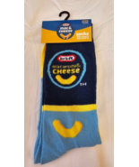 Kraft Mac &amp; Cheese Men&#39;s Novelty Crew Socks Blue 1 Pair Shoe Size 6-12 - $11.64