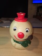 *READ Vtg Large Snowman Head Candle Red Top Hat Green Tie Frosty - $15.95