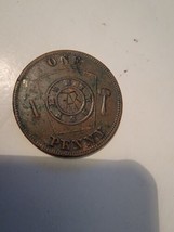 1800s Free Mason One Penny 1873 Rare Antique Coin Grand Island Nebraska ... - $190.11