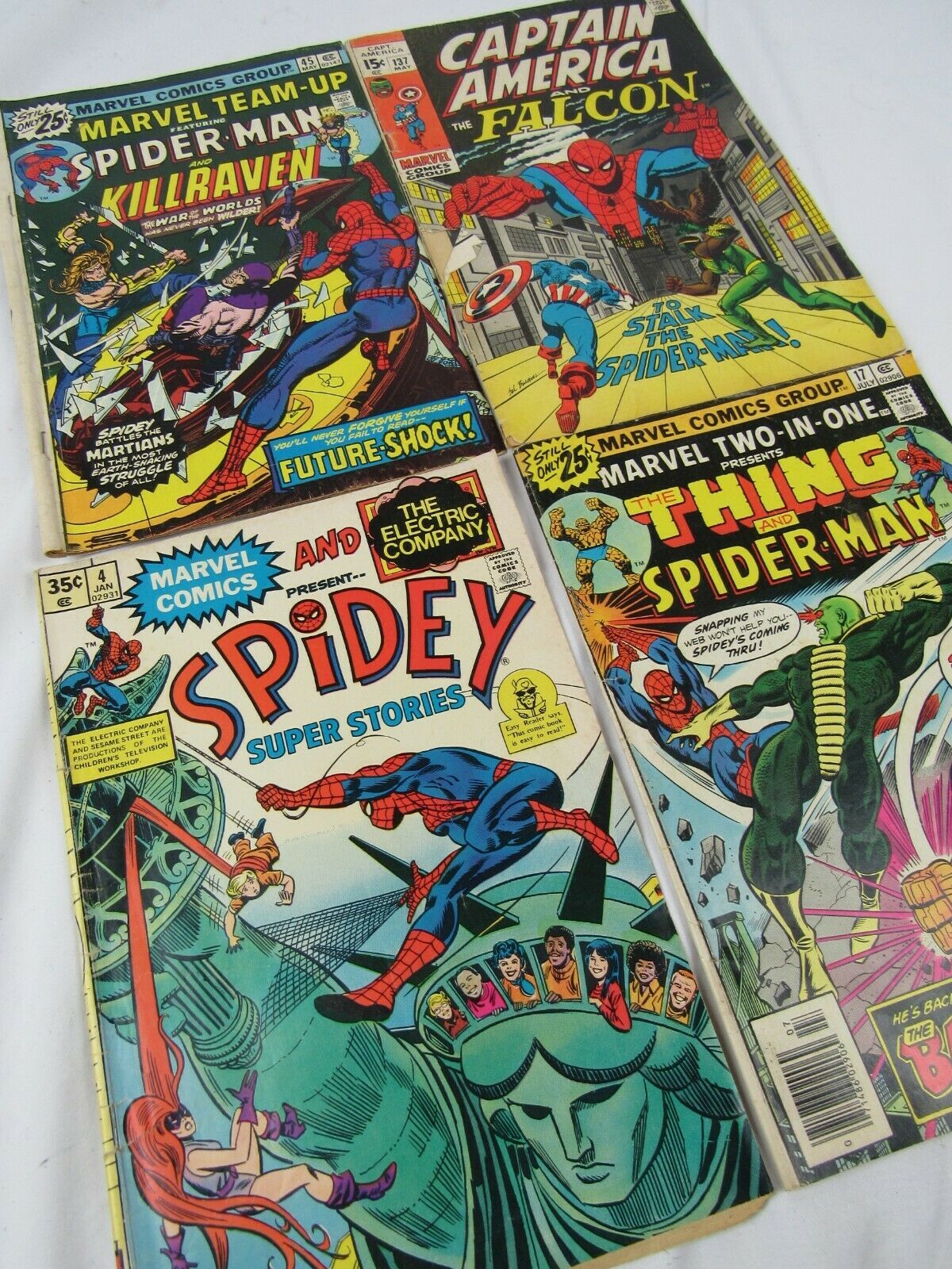 Primary image for Spidey Spider Man Comic Book lot X4 Marvel  Killraven Thing Falcon 1970's