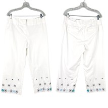 Ann Taylor LOFT Ann Pants Cropped 10 White Embroidered Flowers - £27.42 GBP