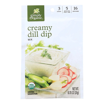 Simply Organic Creamy Dill Dip Mix 0.7 oz, Case of 12 packets, veggie, kosher - £25.96 GBP