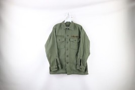 Vtg 70s Vietnam Era Mens M Cotton Sateen OG 107 Class I Button Shirt Green USA - £77.28 GBP