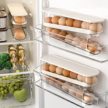 Auto Rolling Fridge Egg Organizer, Space Saving Eggs Dispenser for Refrigerator - £16.78 GBP