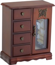 Women&#39;S Ring Storage With 4-Drawers Built-In Necklace Carousel And Mirror By Rr - £52.03 GBP
