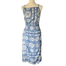 Rebecca Taylor Paper Fleur Whisper 100% Linen Midi Dress Blue White Size... - €63,90 EUR
