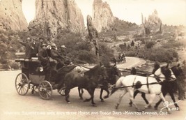 Manitou SPRINGS~WW2 Wartime Sightseeing Back To Horse &amp; Buggy Days~Real Photo Pc - £16.05 GBP