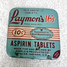 Vintage Laymon's 16's Aspirin Tin Pocket Purse Box 1 3/4 x 1 3/4 x 1/4 inch - $9.90 Vintage Laymon's 16's Aspirin Tin Pocket Purse Box 1 3/4 x 1 3/4 x 1/4 inch - $9.90