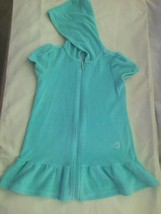 Girls Size 5T Healthtex swimsuit cover dress hoody green ruffle terry cloth - £11.15 GBP