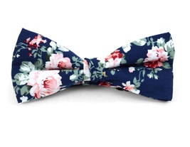 Urban-Peacock Men&#39;s Floral Wedding Cotton Banded Bow Tie - Navy  - £10.34 GBP