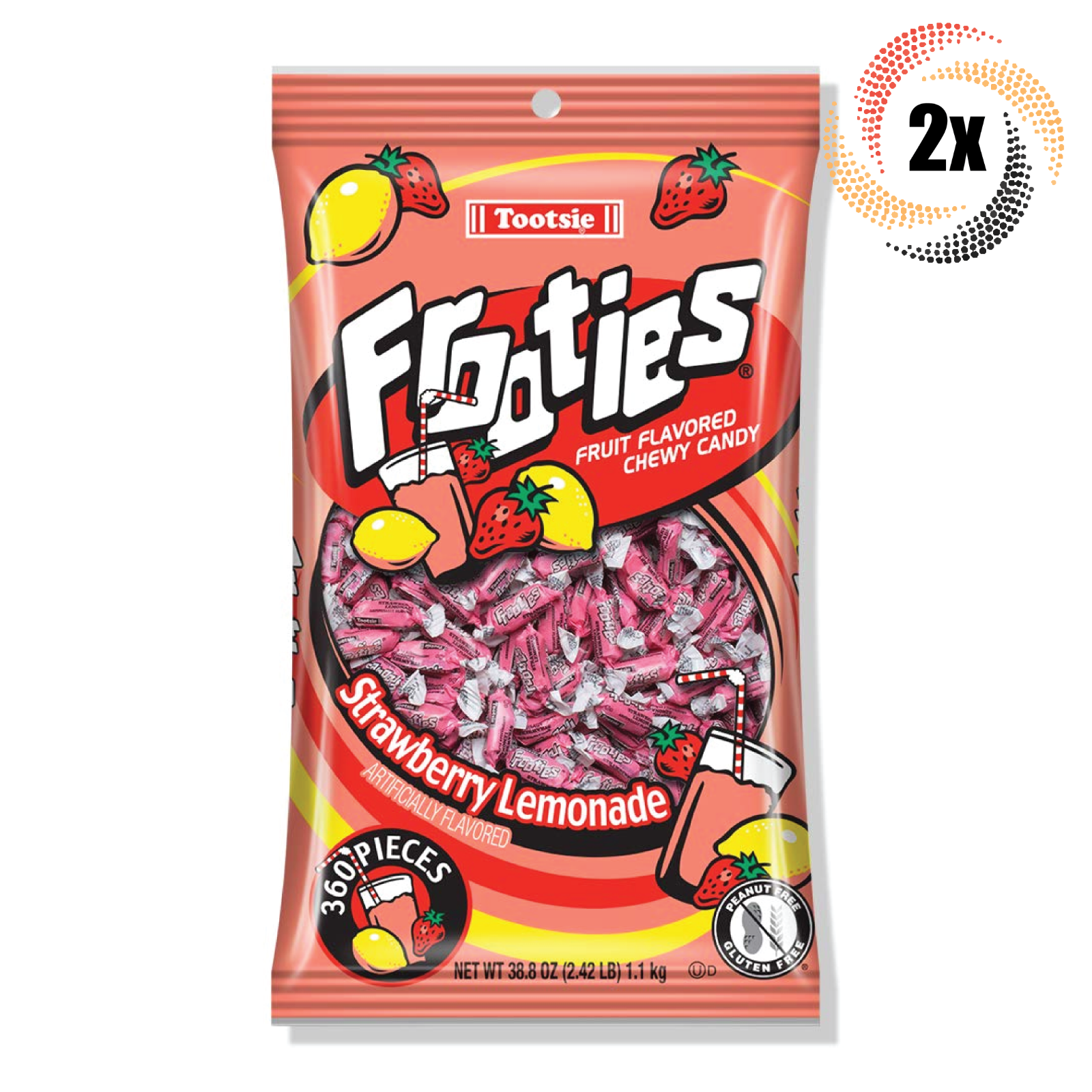 2x Bags Tootsie Frooties Strawberry Lemonade Flavored Chews | 360 Pieces Each - $25.64