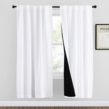 Nicetown 100% Blackout Window Curtains,, Pure White, 2 Pieces, 42 Inches Wide - £35.96 GBP
