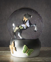 Trail Of Painted Ponies Western Black Beauty Butterflies Horse Water Globe Decor - £32.23 GBP