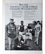 1965 More Choose Metropolitan Life Insurance Ad, Illinois B&amp;W-Baseball p... - $9.94