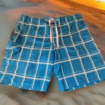 OP Men's Teal/White Checkered Swim Trunks Size XL 40-42 - $13.85