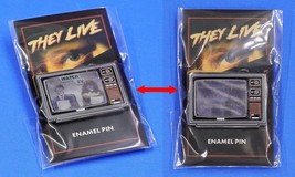 1988 THEY LIVE Lenticular Alien TV Lenticular Enamel Pin - £24.85 GBP