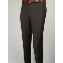 Men's MONO Turkey Slacks 100% Wool Plain Front Slim Fit 2502-11 D. Brown image 4