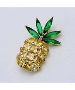 Antique Pineapple Shape Fashion Brooch Pin in Citrine &amp; Emerald 18K Yell... - $227.87 CAD