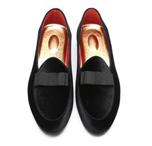 Gentlemen Bowknot Wedding Dress Male Flats Casual Slip on Shoes Black Patent Lea - £42.98 GBP