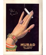 Original 1919 VTG Print Ad Murad The Turkish Cigarette Woman&#39;s Hand Jewe... - $545.19 MXN