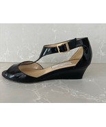 Jimmy Choo Treat Black Patent Leather T-Strap Wedge Sandal Shoes 38.5 $595 - $2,756.08 MXN