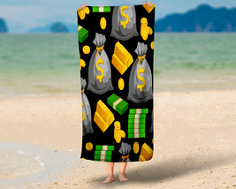 Money Gold coins Dollars Beach  Bath Towel Swimming Pool ,Gift,Vacation memento - £18.49 GBP+