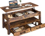 Fabato Folding Wood End Table In Rustic Brown With Lift Top Coffee Table... - $168.98