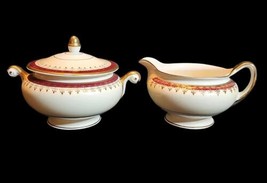 Cream &amp; Lidded Sugar Bowl Set Cardinal by Homer Laughlin Eggshell Nautilus - £32.38 GBP