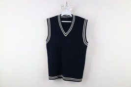 Vintage 90s Streetwear Mens Small Distressed Striped Cable Knit Sweater Vest - $49.45